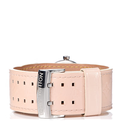 Louis Vuitton Stainless Steel Vernis Pink Mother of Pearl 28mm Tambour Quartz Watch 4 of 8