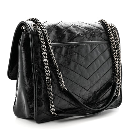 Saint Laurent Crinkled Calfskin Matelasse Monogram Large Niki Chain Satchel Black 3 of 10