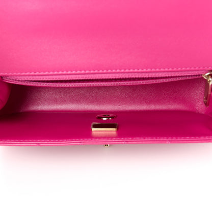 Chanel Lambskin Quilted Mini Crystal Top Handle Rectangular Flap Dark Pink 5 of 12