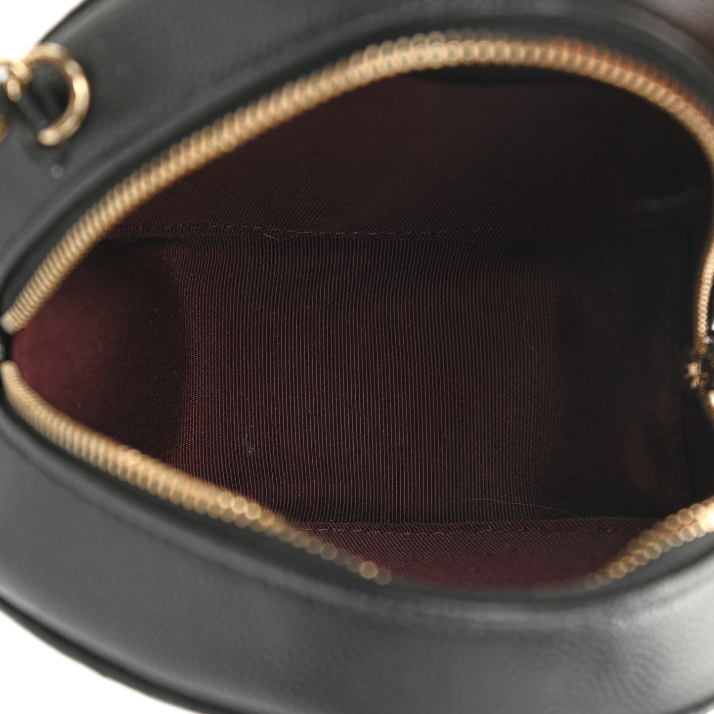 Caviar Quilted Round Clutch With Chain Black