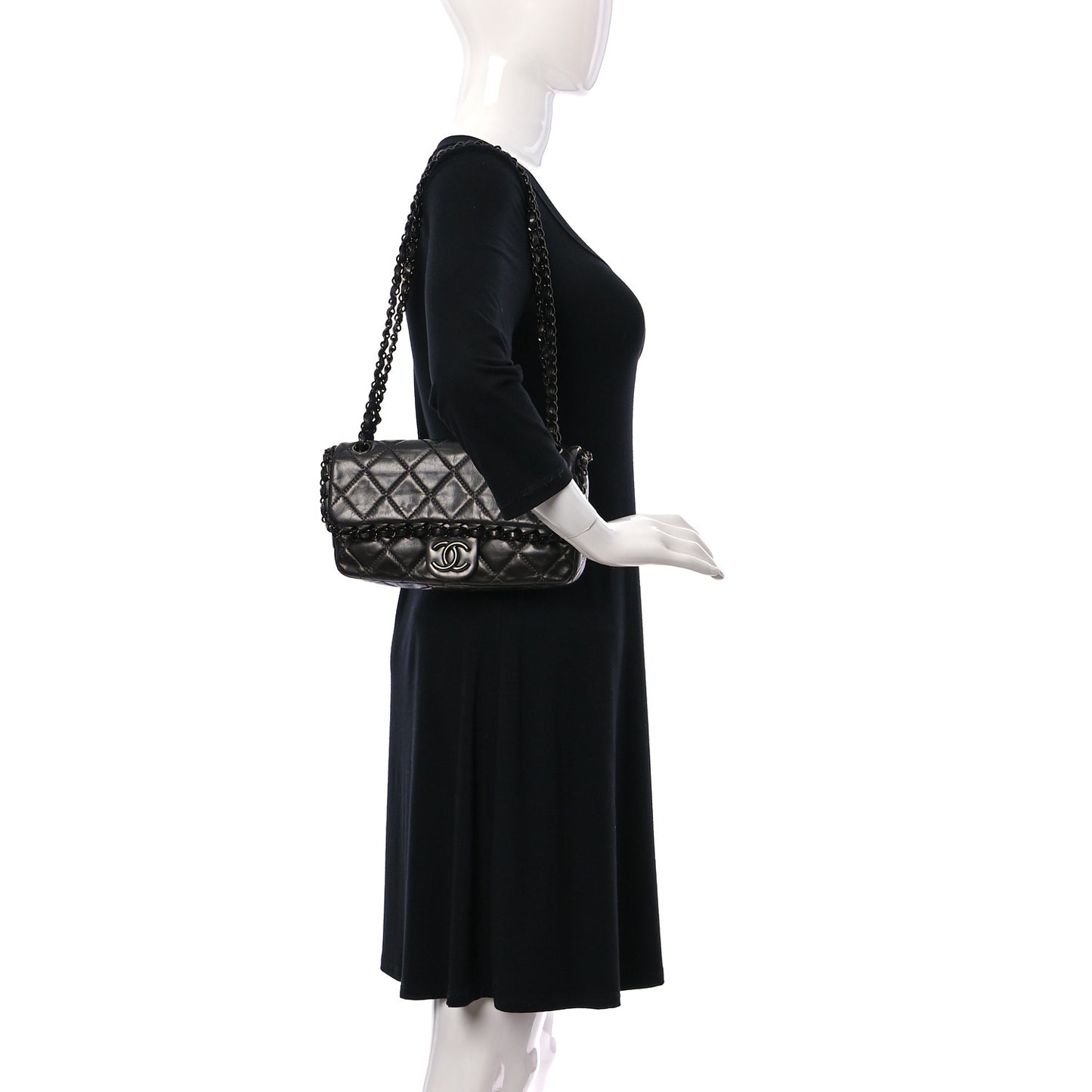 Calfskin Quilted Small Chain Me Flap So Black