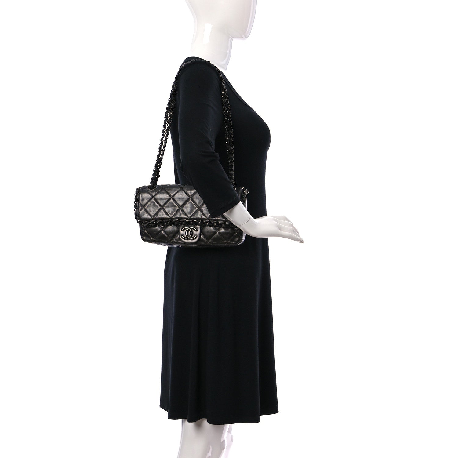 Chanel Calfskin Quilted Small Chain Me Flap So Black 2 of 9