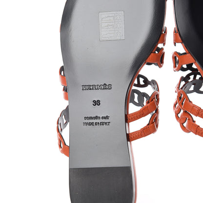 Hermes Nappa Nude Sandals 36 Orange Brulee 6 of 8