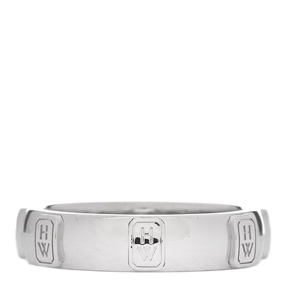 Harry Winston 18K White Gold Diamond HW Logo Band Ring 50 5.5 3 of 6