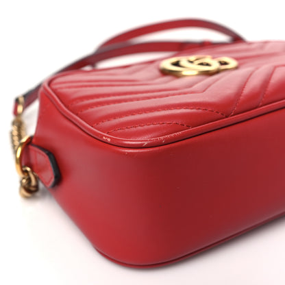 Gucci Calfskin Matelasse Small GG Marmont Chain Shoulder Bag Hibiscus Red 9 of 12