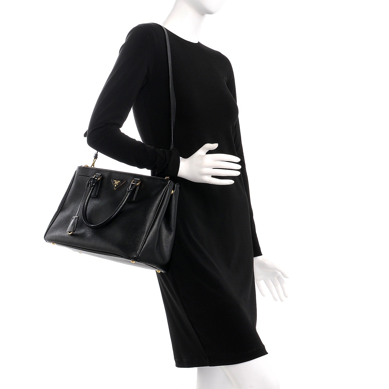 Prada Saffiano Medium Galleria Double Zip Tote Black 2 of 11