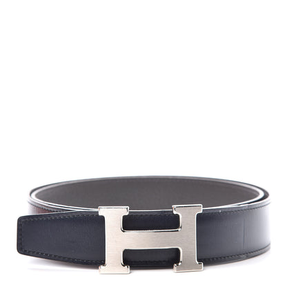 Hermes Box Togo 32mm H Belt 85 Bleu Marine Grey 1 of 8