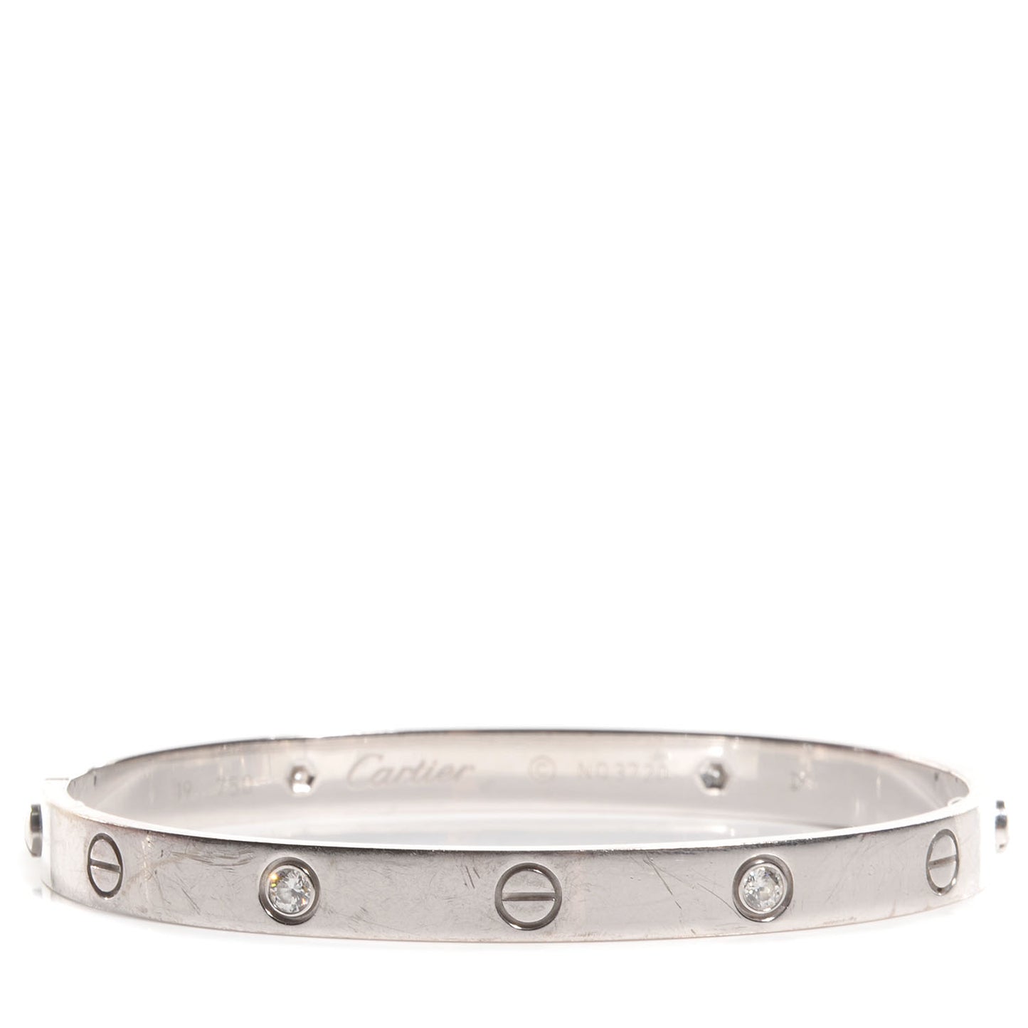 18k White Gold 4 Diamond Love Bracelet Size 19