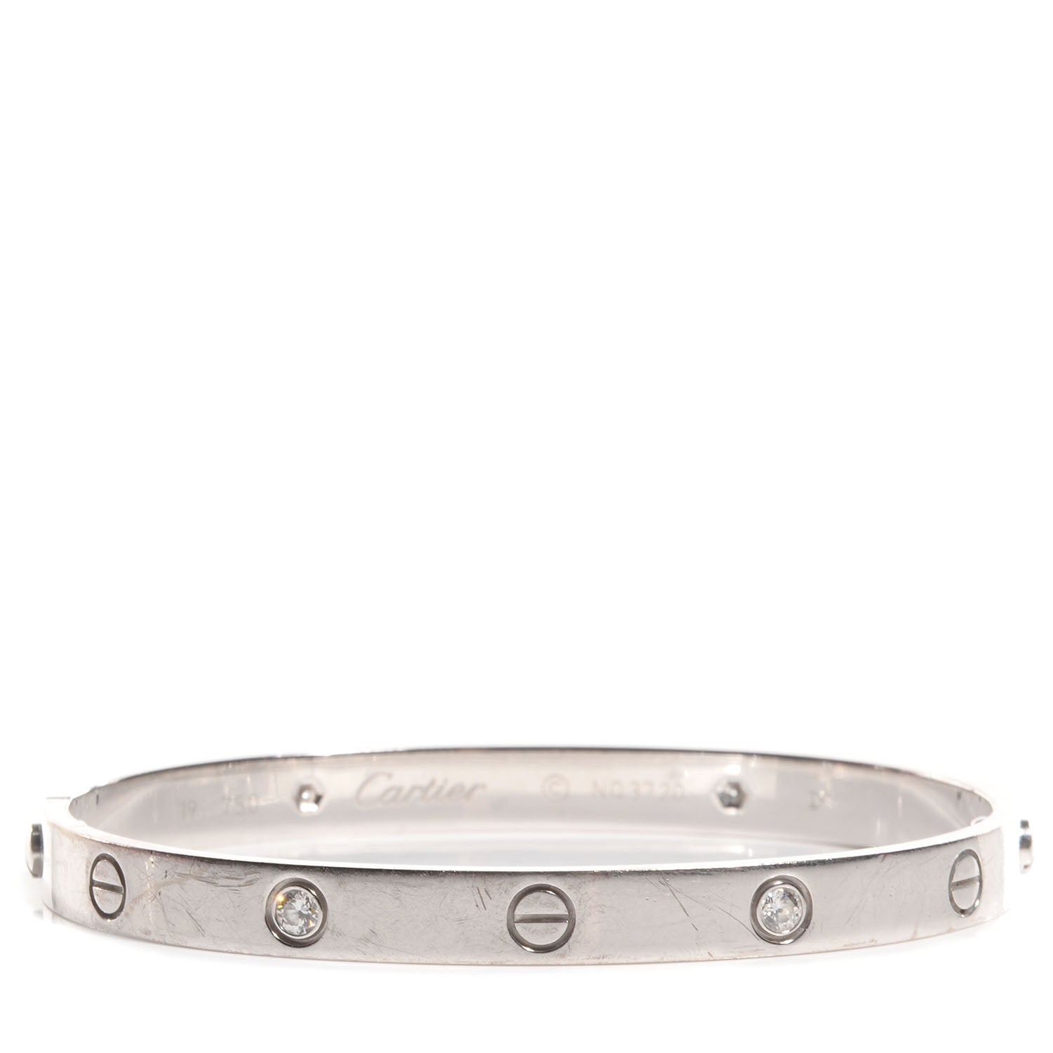 Cartier 18k White Gold 4 Diamond Love Bracelet Size 19 1 of 5