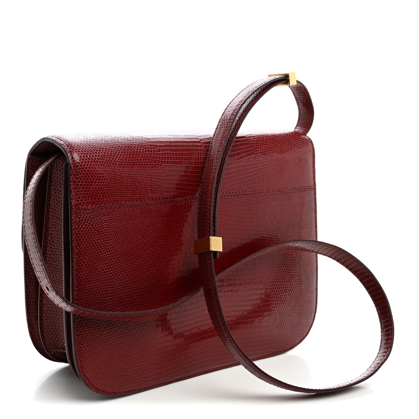 Lizard Medium Classic Box Flap Bag Ruby