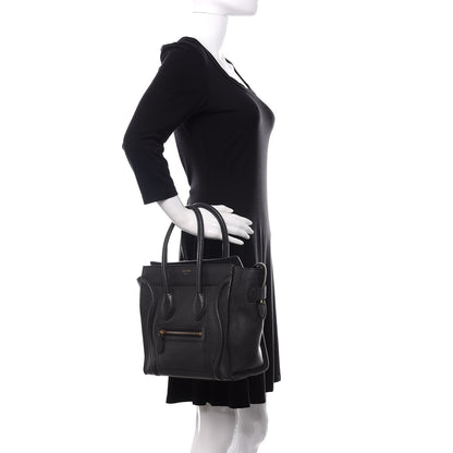 Celine Drummed Calfskin Micro Luggage Anthracite 2 of 9