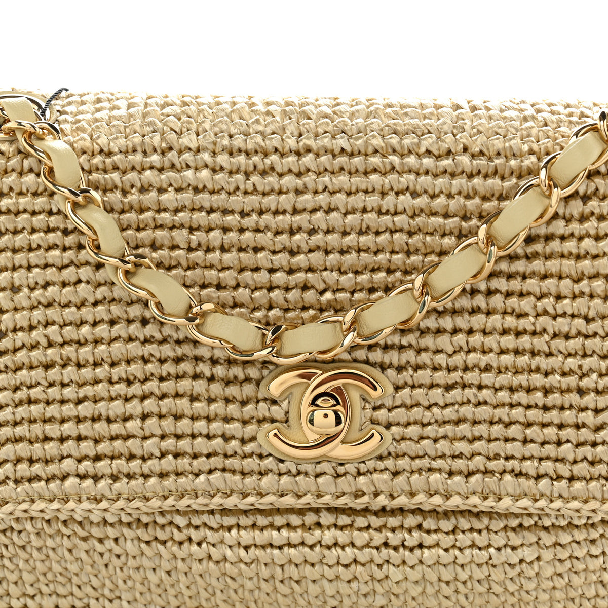 Braided Raffia Small Coco Beach Flap Beige