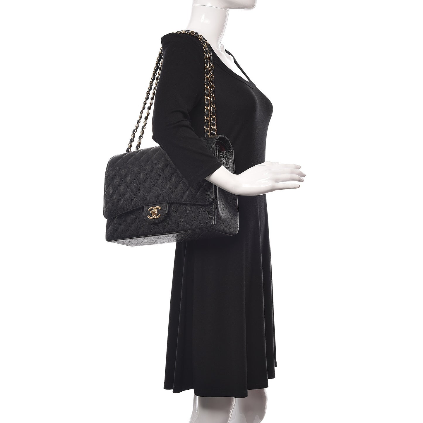 Caviar Quilted Maxi Double Flap Black