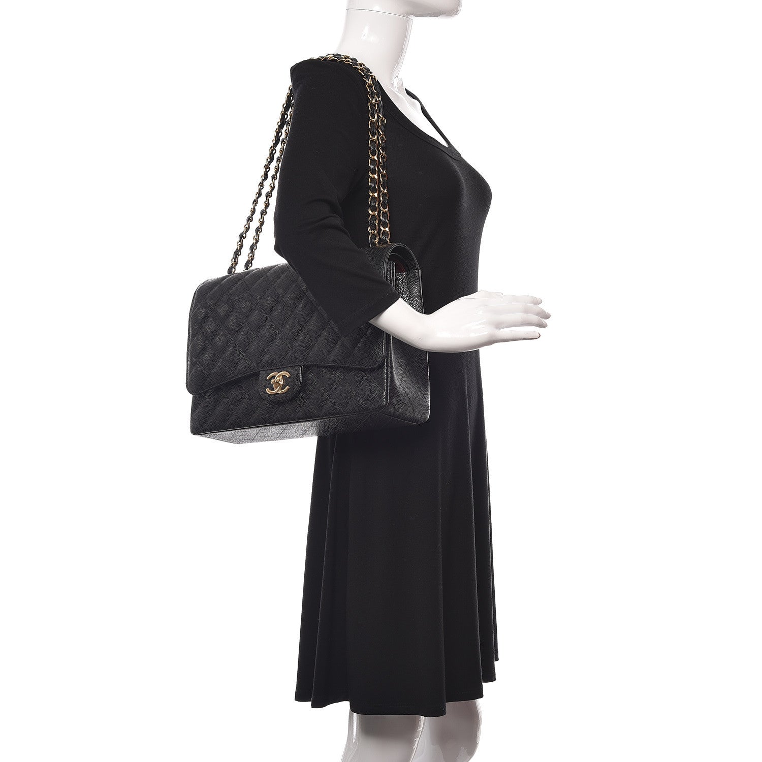 Chanel Caviar Quilted Maxi Double Flap Black 2 of 10