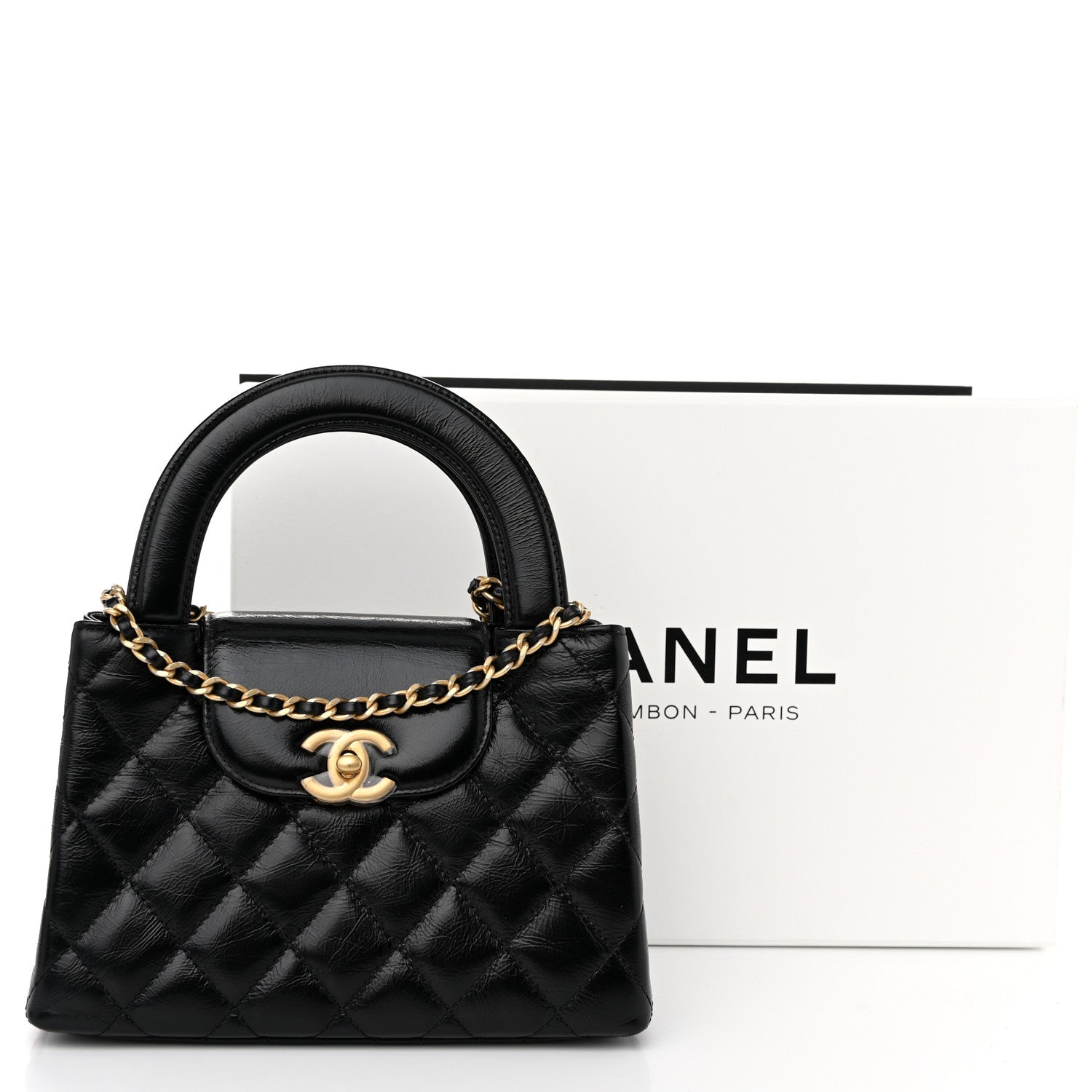 Chanel Shiny Aged Calfskin Quilted Nano Kelly Shopper Black 11 of 11