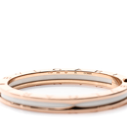 Bulgari 18K Rose Gold White Ceramic B.Zero1 Bangle Bracelet M 4 of 4