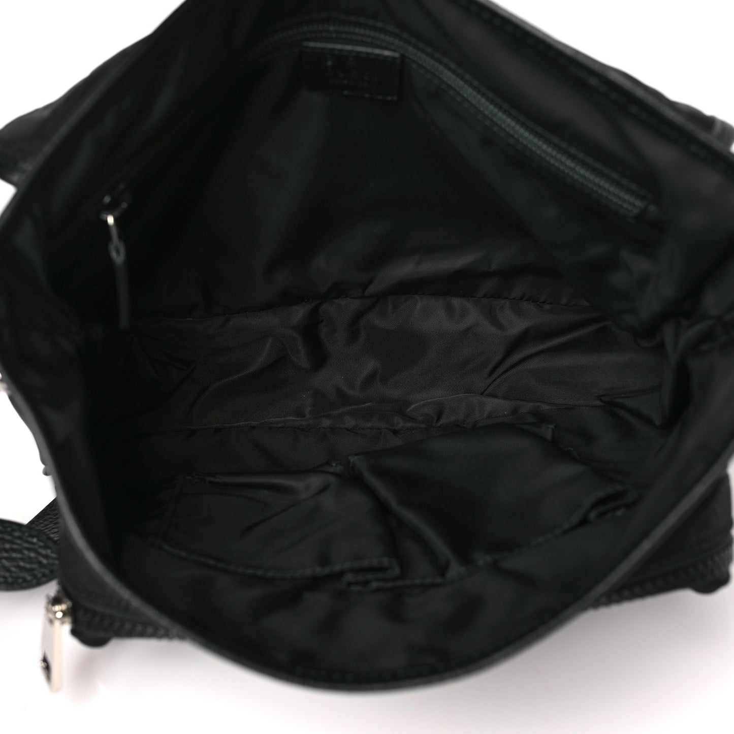 Nylon Monogram Double Buckle Flap Messenger Bag Black