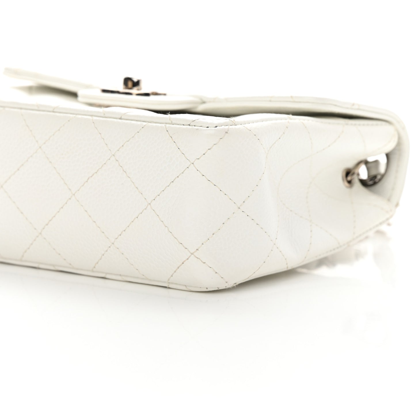 Caviar Quilted Mini Square Flap White