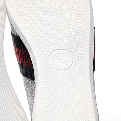 Gucci Glitter Fabric Studded Web Womens Sneakers 36.5 Silver 6 of 10