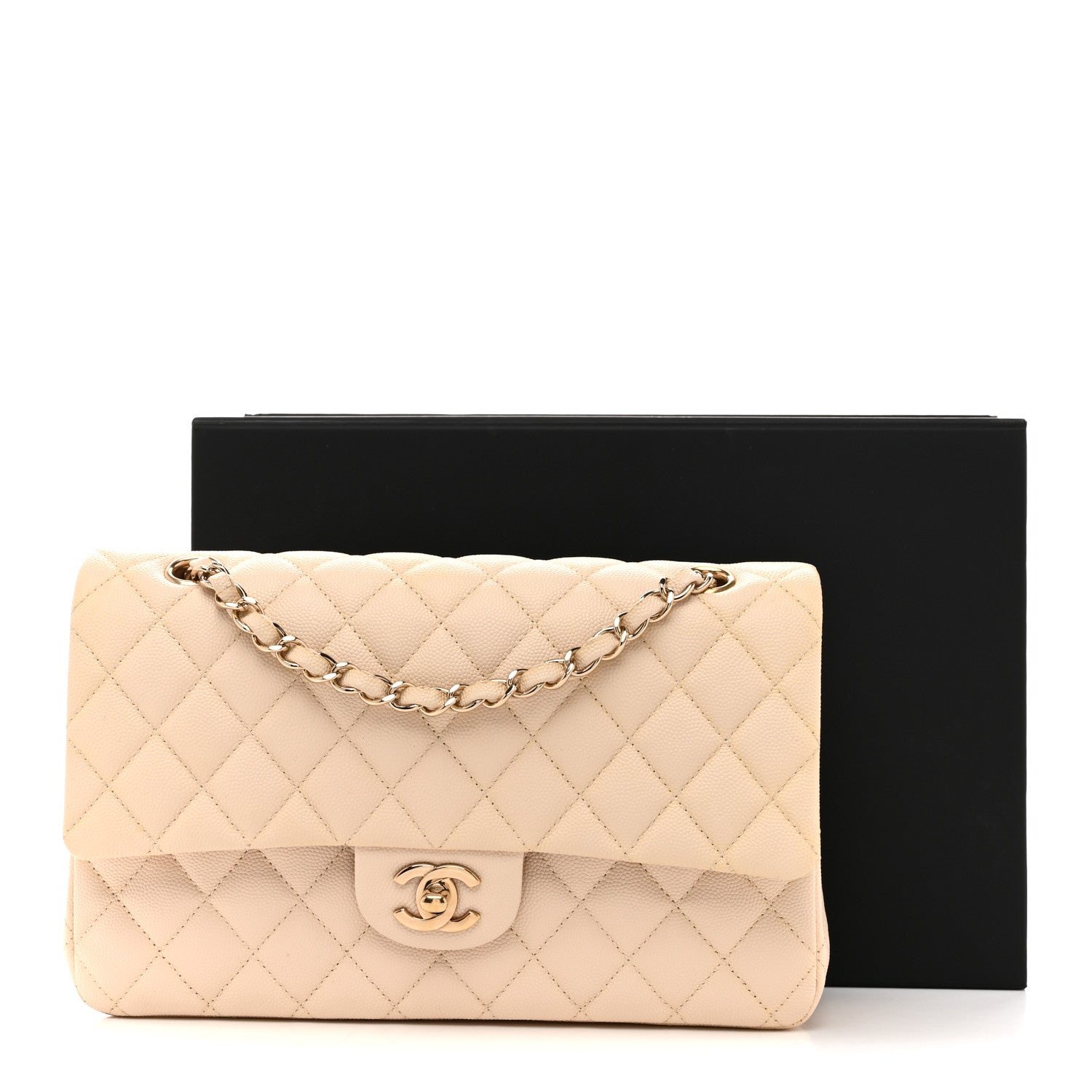 Chanel Caviar Quilted Medium Double Flap Light Beige 16 of 16