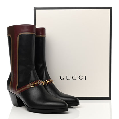 Gucci Goatskin Mens Zahara Interlocking G Horsebit Ankle Boots 9 Black Chardonnay Ardesia 9 of 9