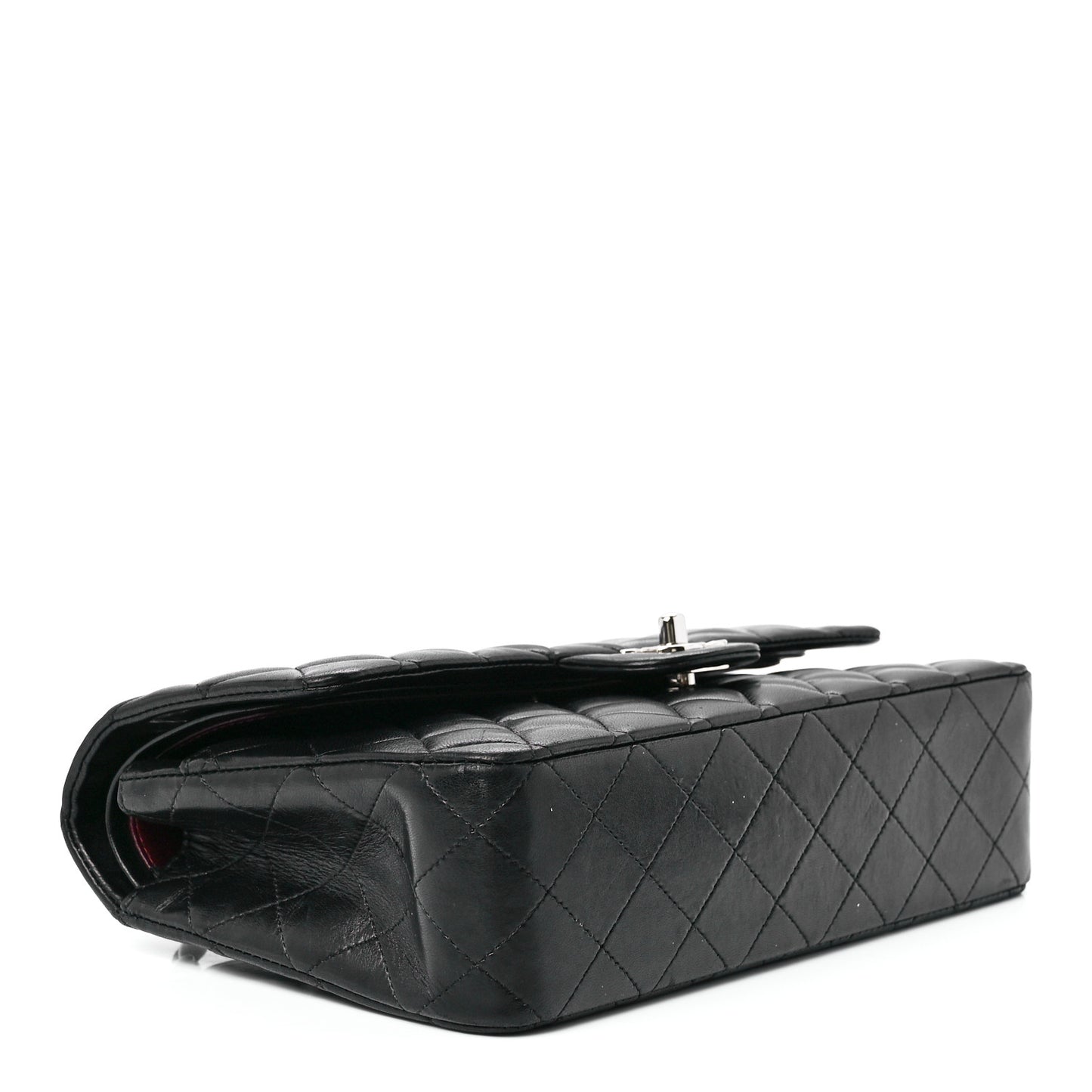 Lambskin Quilted Medium Double Flap Black