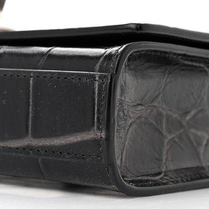 Alexander McQueen Crocodile Embossed Calfskin Four Ring Knuckle Crossbody Bag Black 9 of 10