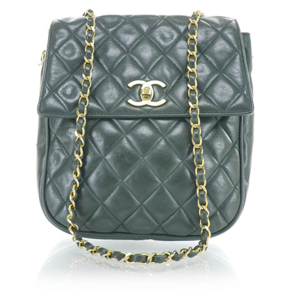 Chanel Lambskin Quilted Flap Bag Dark Green 1 of 13