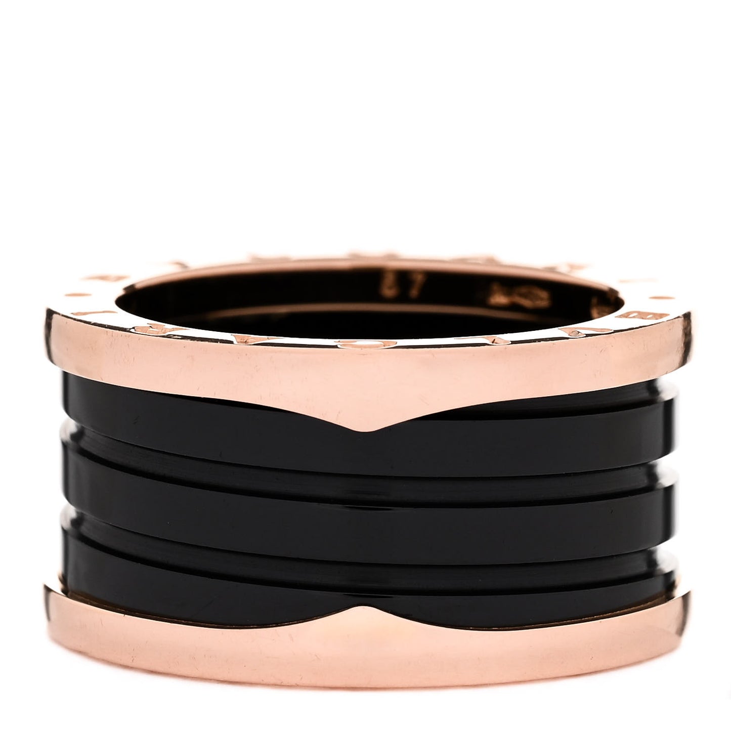 18K Rose Gold Black Ceramic B.Zero1 Four-Band Ring 57 8