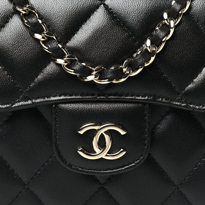 Chanel Lambskin Quilted Top Handle Flap Clutch With Chain Black 8 of 11