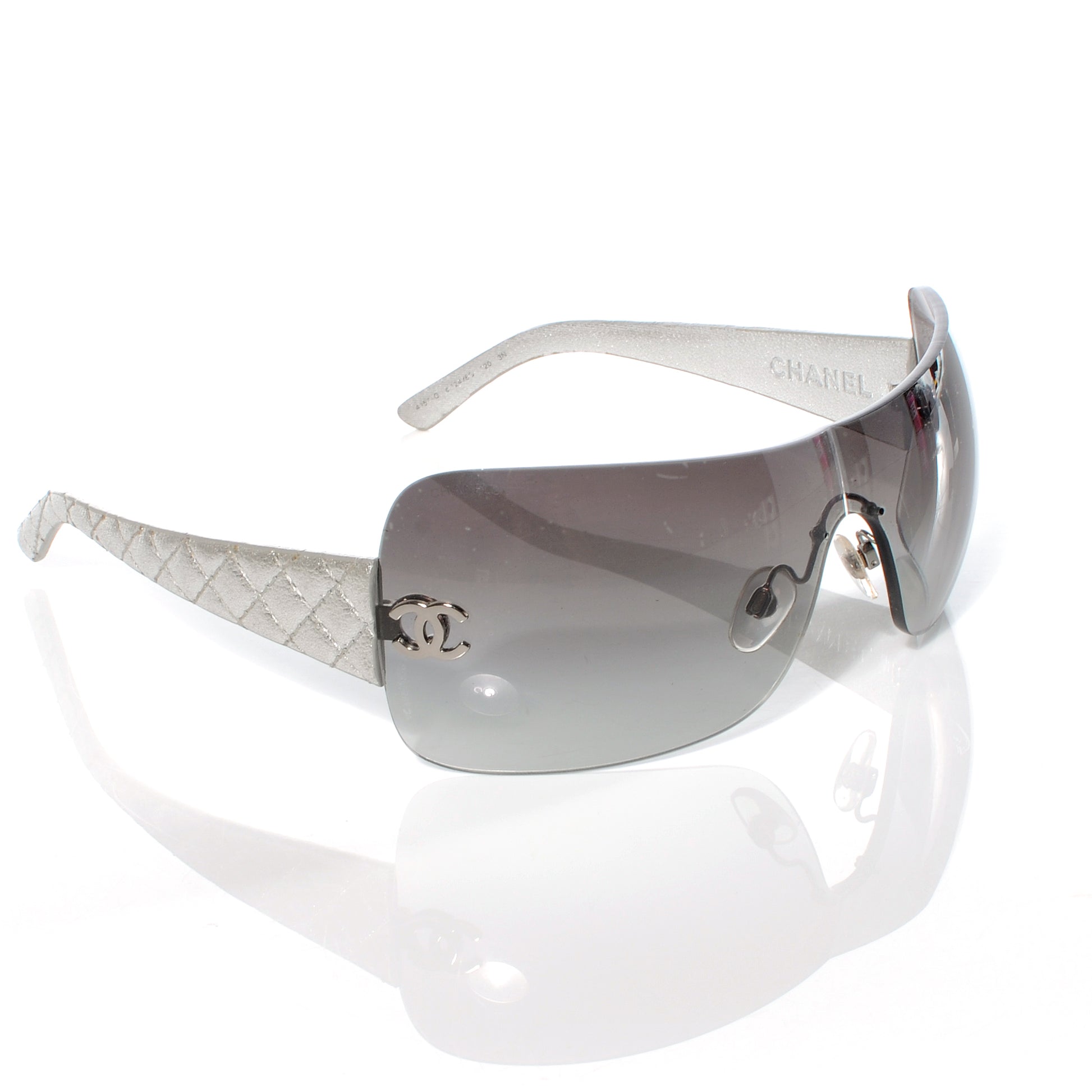 Chanel Leather Quilted CC Sunglasses 4157 Silver 2 of 7