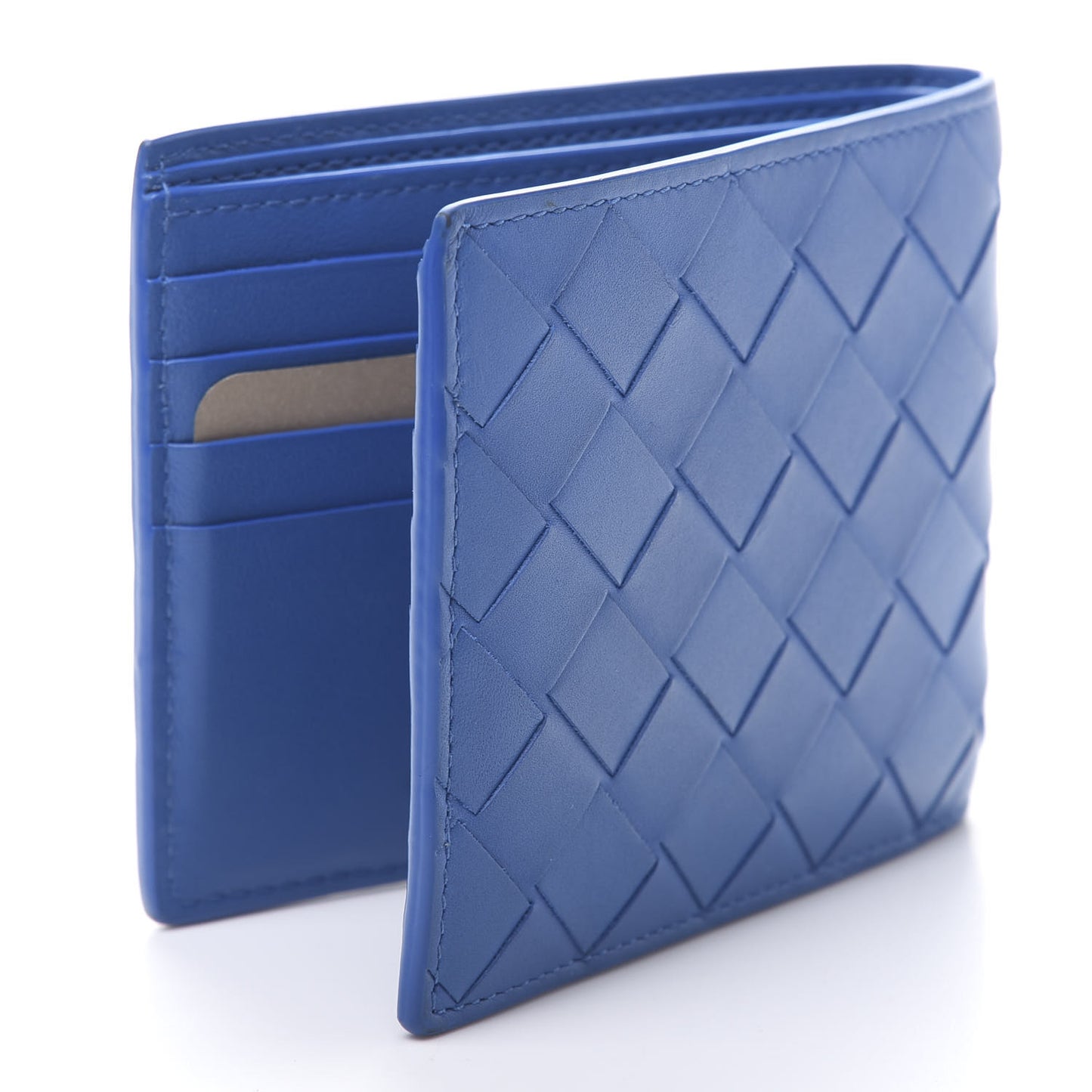Nappa Maxi Intrecciato Bi-Fold Wallet Signal Blue