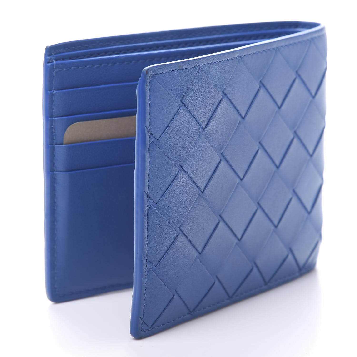 Bottega Veneta Nappa Maxi Intrecciato Bi-Fold Wallet Signal Blue 3 of 7