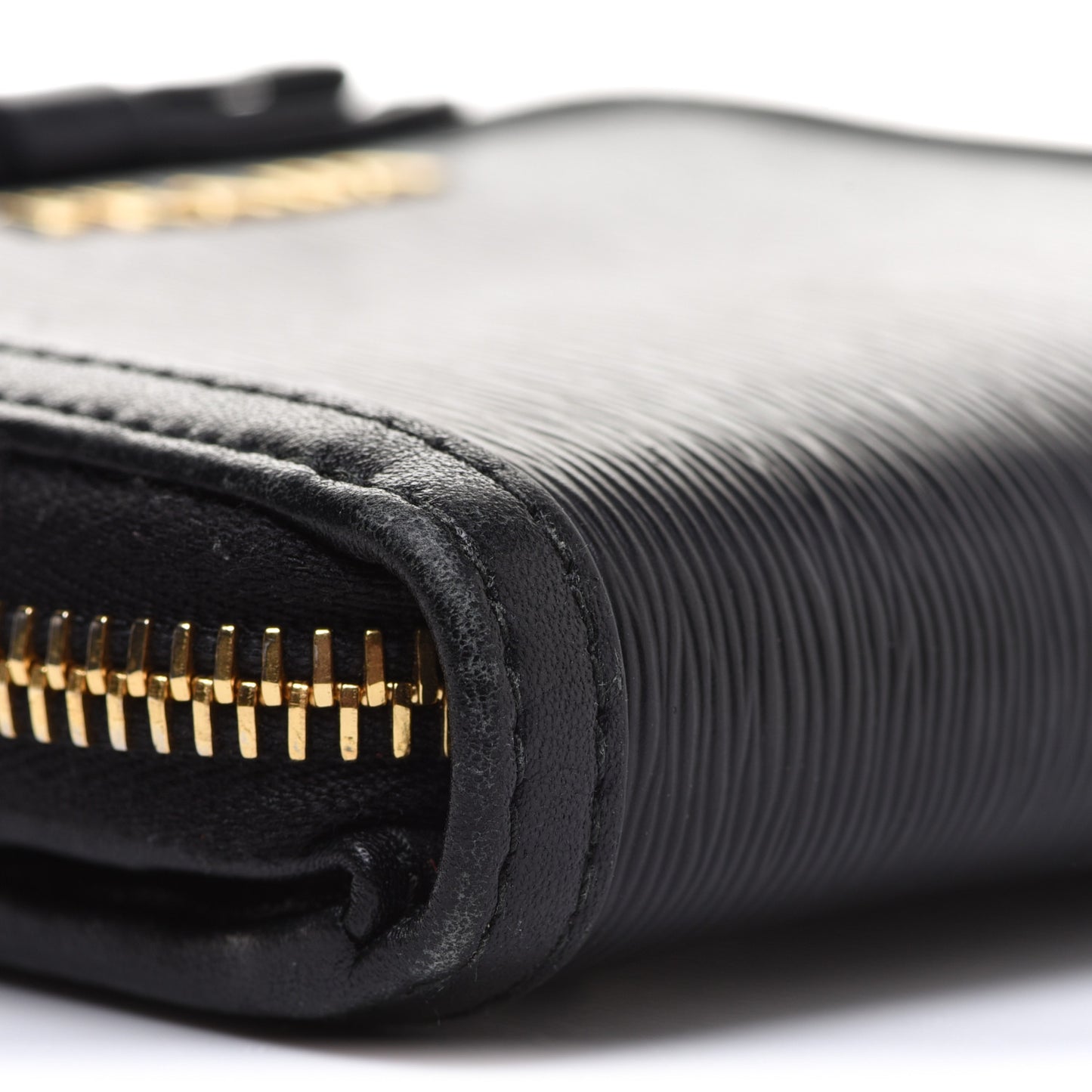Saffiano Compact Bow Zip Around Wallet Black