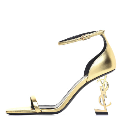 Saint Laurent Calfskin Opyum Sandals 37 Oro 1 of 13