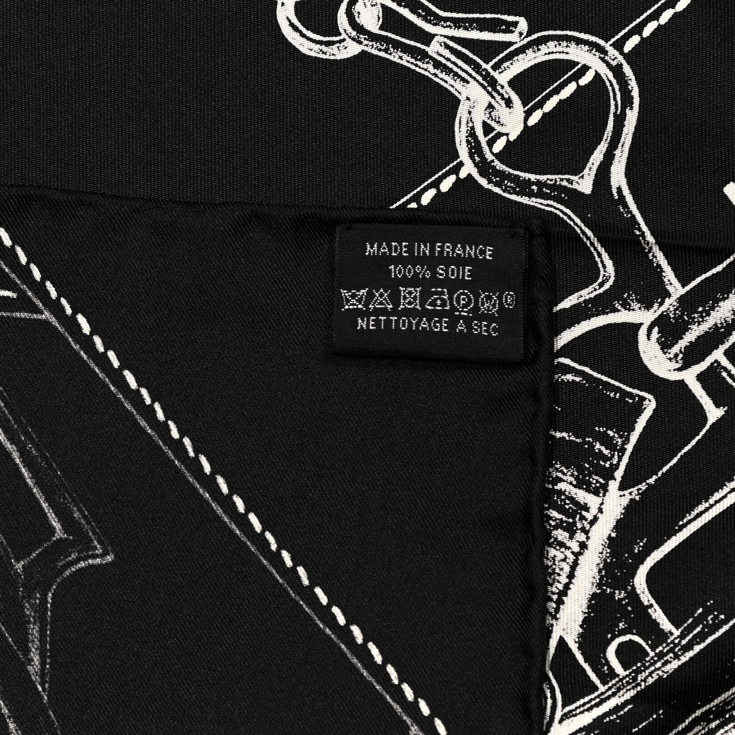 Hermes Silk Projets Carres Scarf 90 Black White 5 of 5