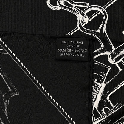 Hermes Silk Projets Carres Scarf 90 Black White 5 of 5