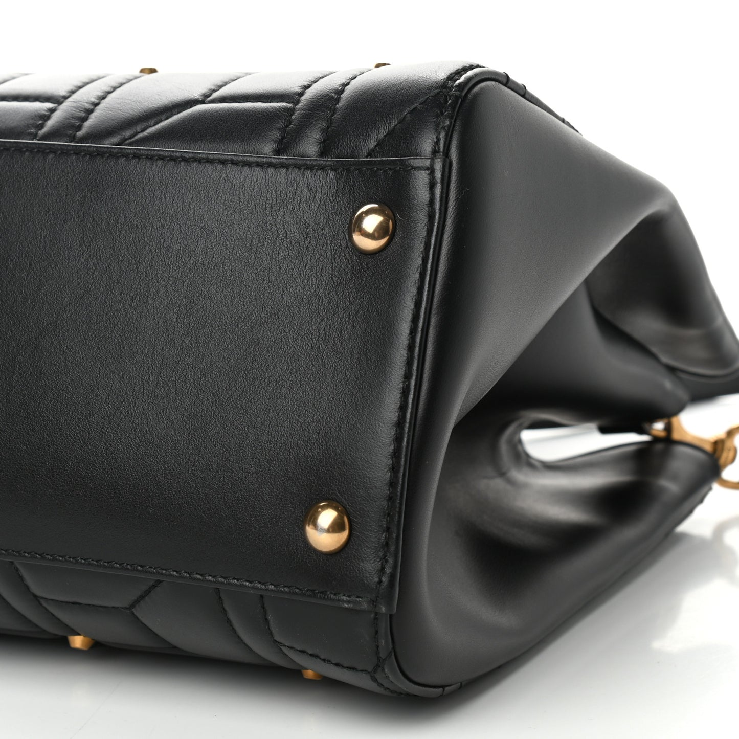 Calfskin Matelasse Studded Medium GG Marmont Tote Black