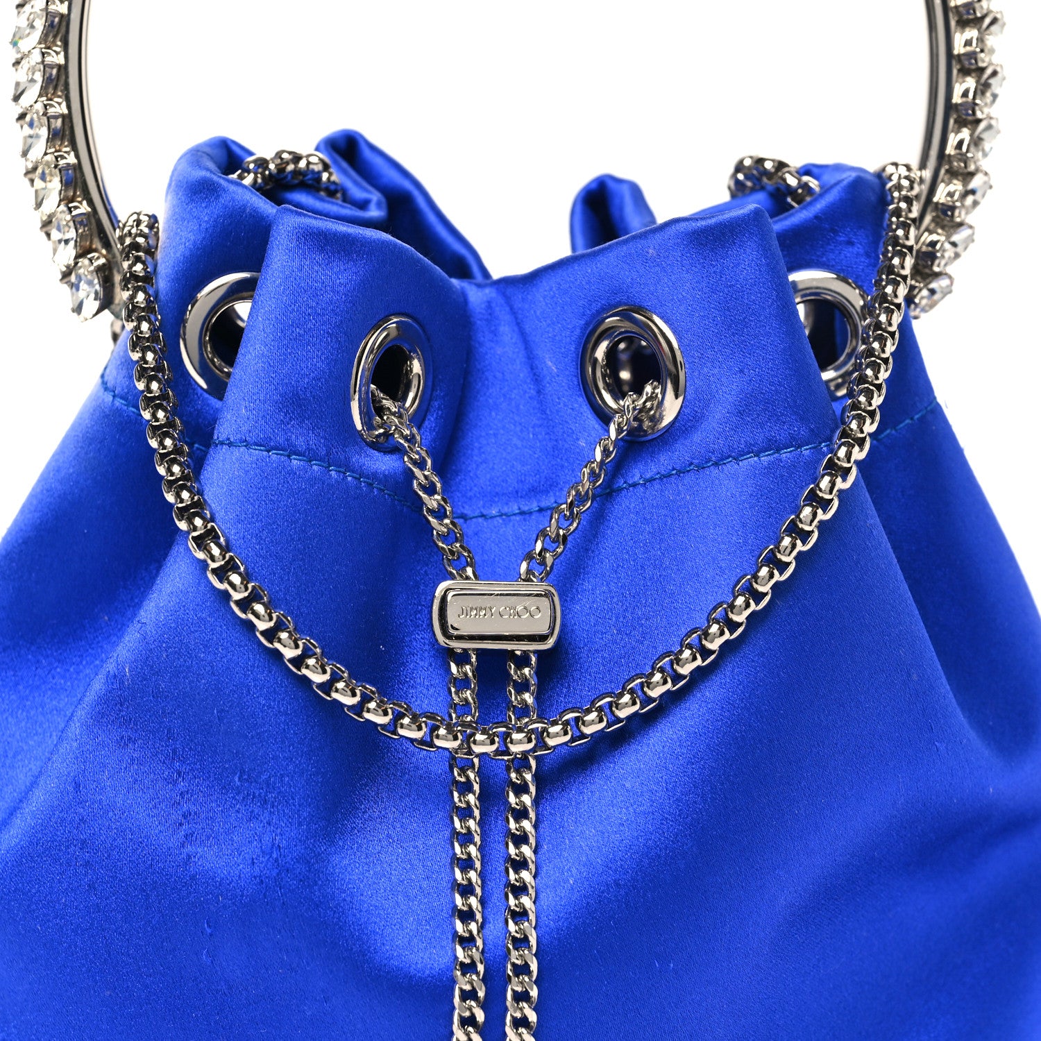 Jimmy Choo Satin Crystal Embellished Bon Bon Bag Blue 1848402