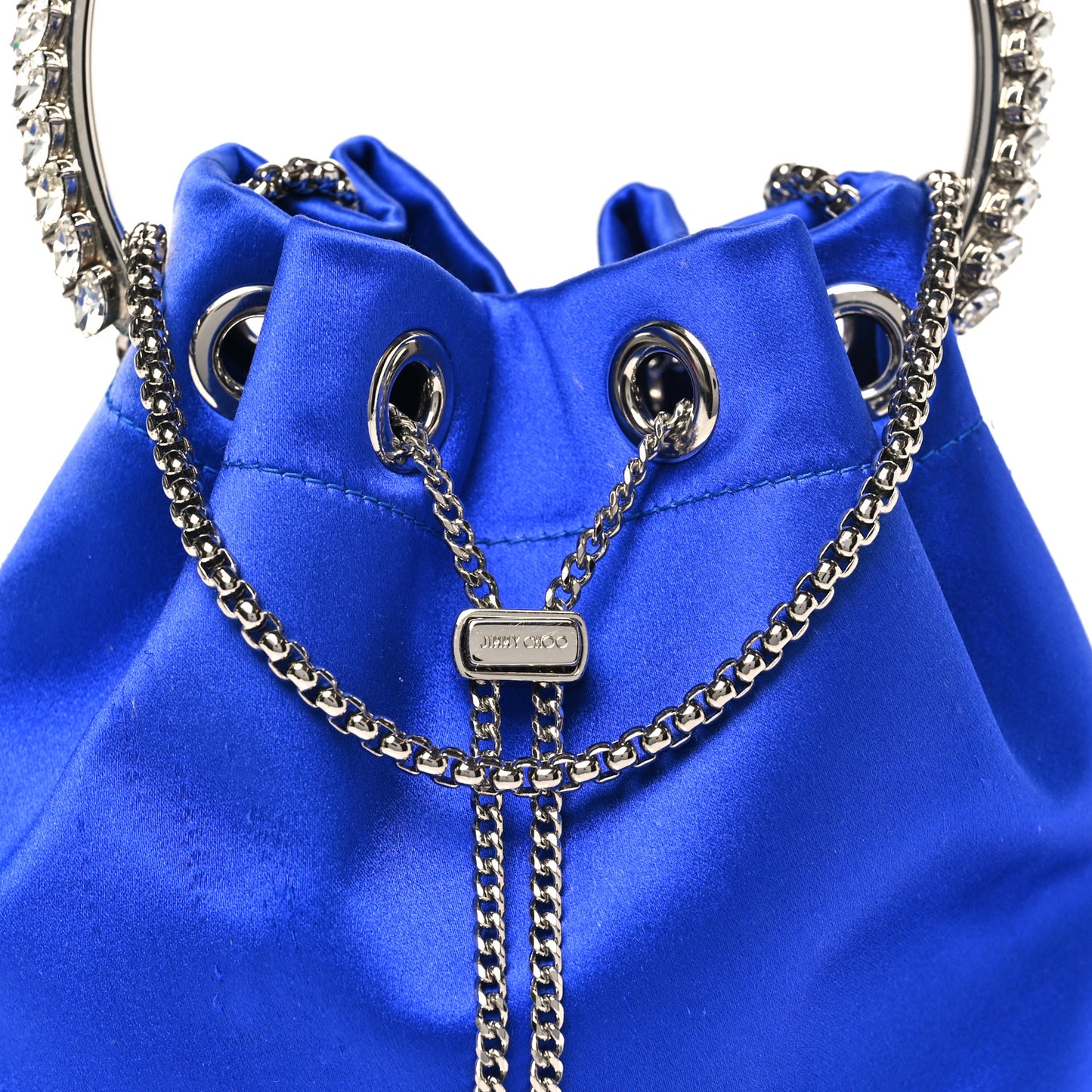 Satin Crystal Embellished Bon Bon Bag Blue