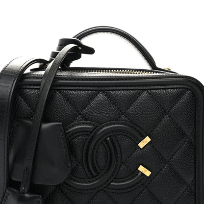 Chanel Caviar Quilted Small CC Filigree Vanity Case Black 7 of 9