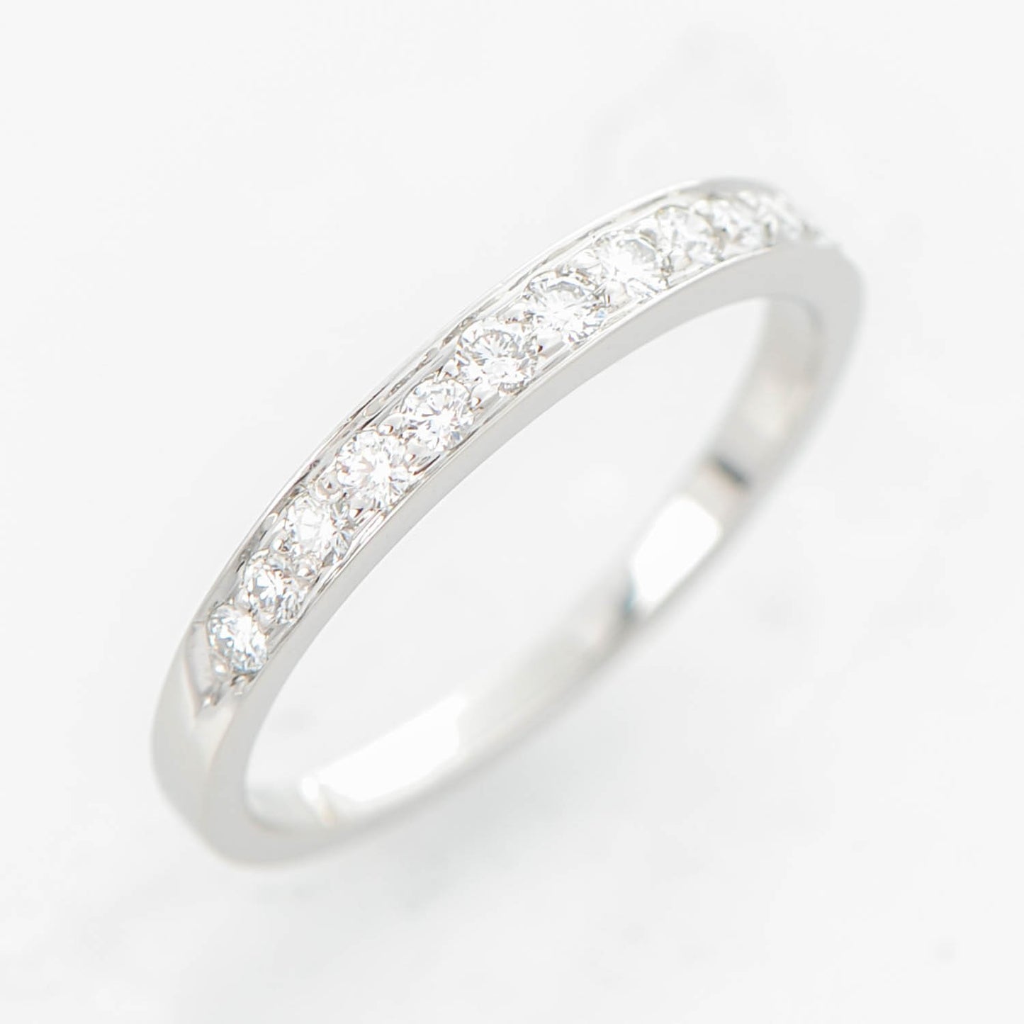 Platinum Diamond Half Circle Wedding Band Ring 6.75