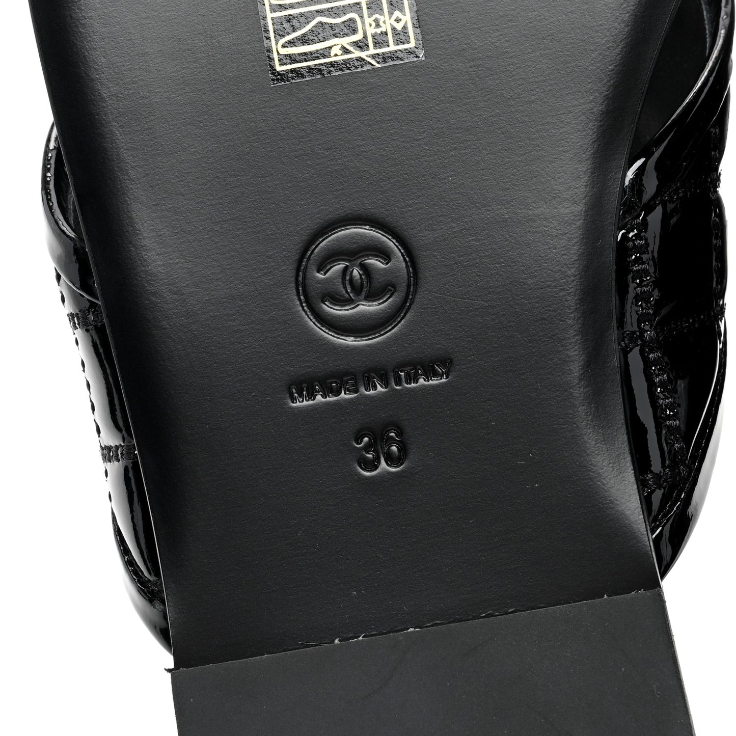 Patent Quilted CC Sandals 36 Black