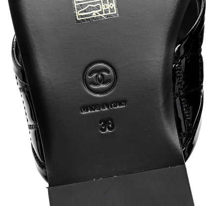 Chanel Patent Quilted CC Sandals 36 Black 6 of 8