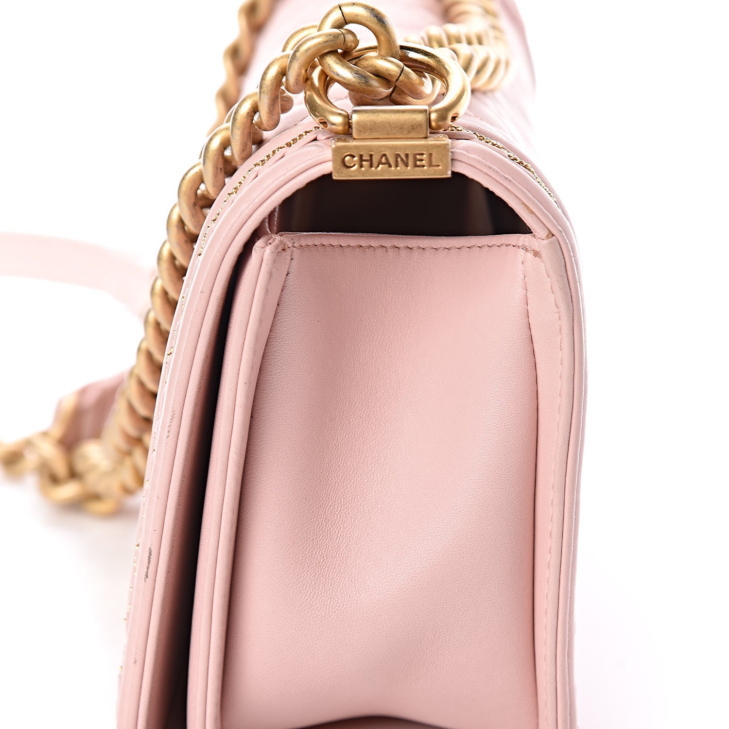 Chanel Lambskin Quilted Medium Chain Detail Boy Flap Light Pink 12 of 18