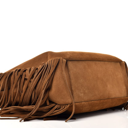 Saint Laurent Suede Fringe Monogram Shopping Tote Light Ochre 7 of 8