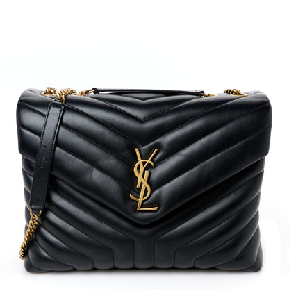 Saint Laurent Calfskin Y Quilted Monogram Medium Loulou Chain Satchel Black 1 of 11
