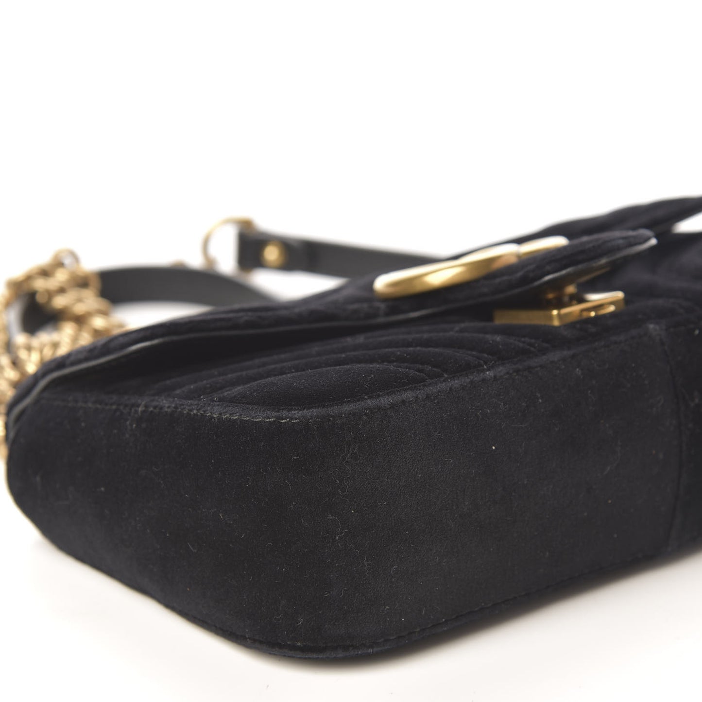 Velvet Matelasse Mini GG Marmont Shoulder Bag Black