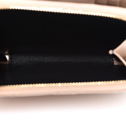 Saint Laurent Grain De Poudre Matelasse Chevron Monogram Compact Zip Around Wallet Dark Latte 6 of 8