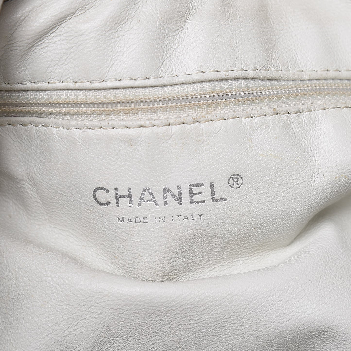 Calfskin Large East West Modern Chain Tote White